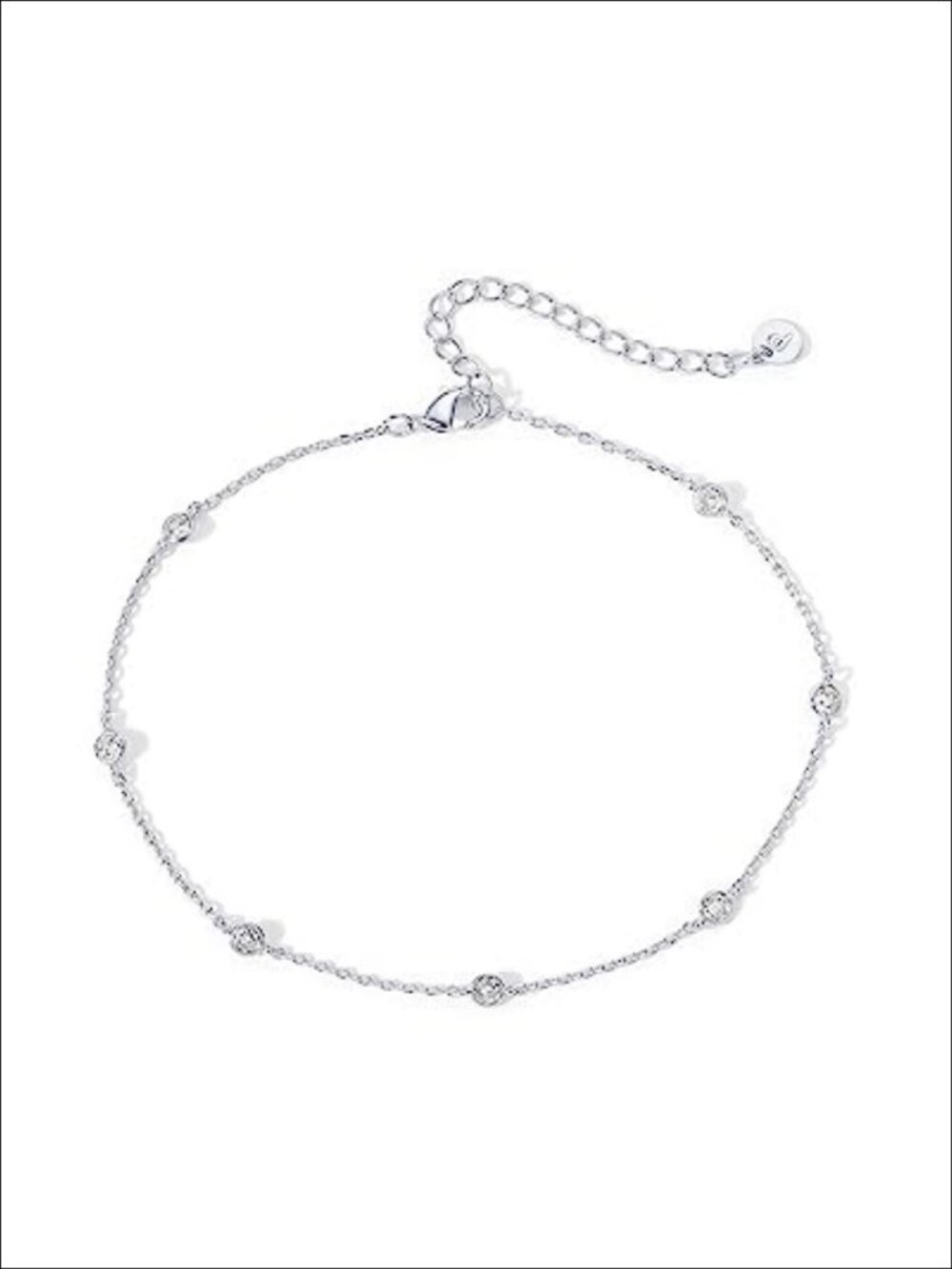 14K Gold Plated Anklet with Cubic Zirconia and Link Chain